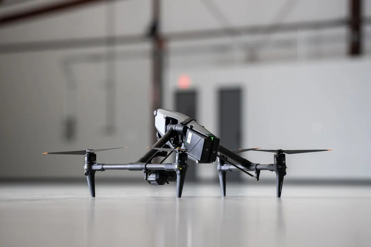 XBRAND's DJI Inspire 3 on a hangar floor