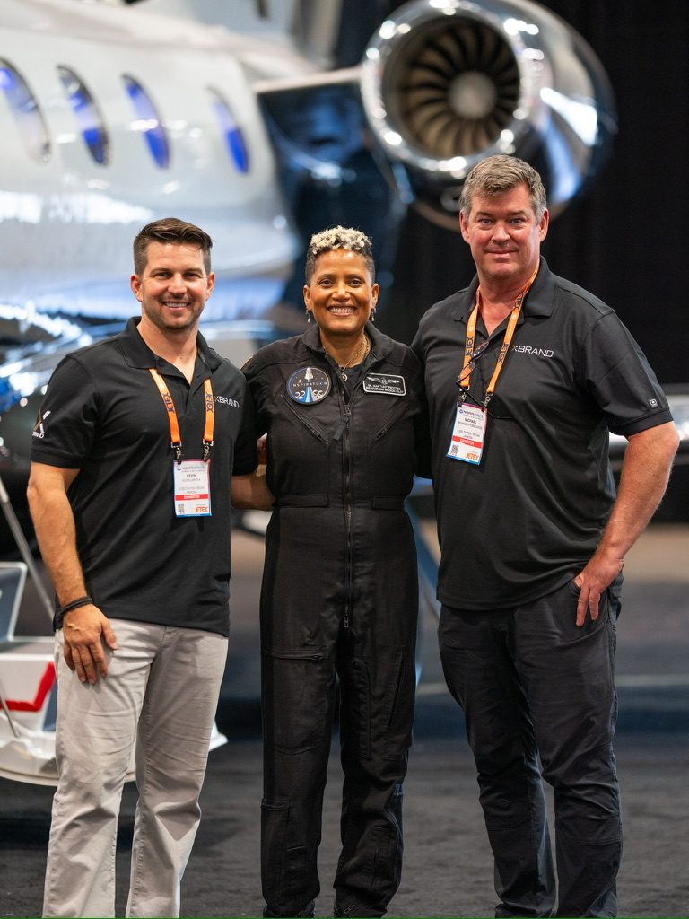 Crew members with lanyards on location