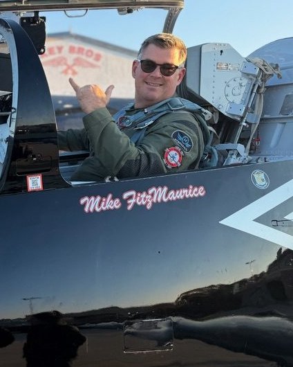 Michael FitzMaurice in the cockpit of the Cinejet