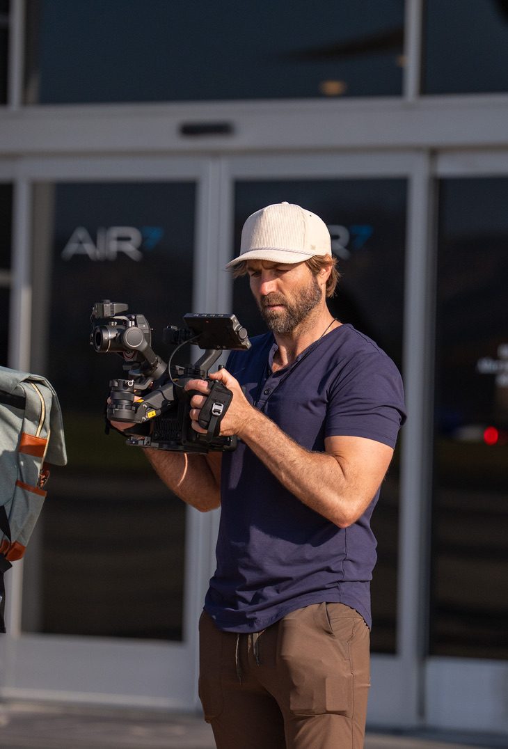 Jordan Orsak holding a cinema camera
