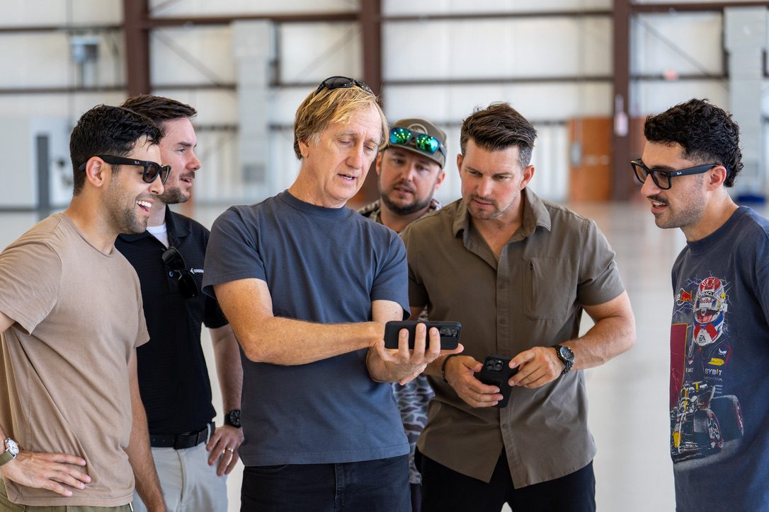 Looking over a shot with the team